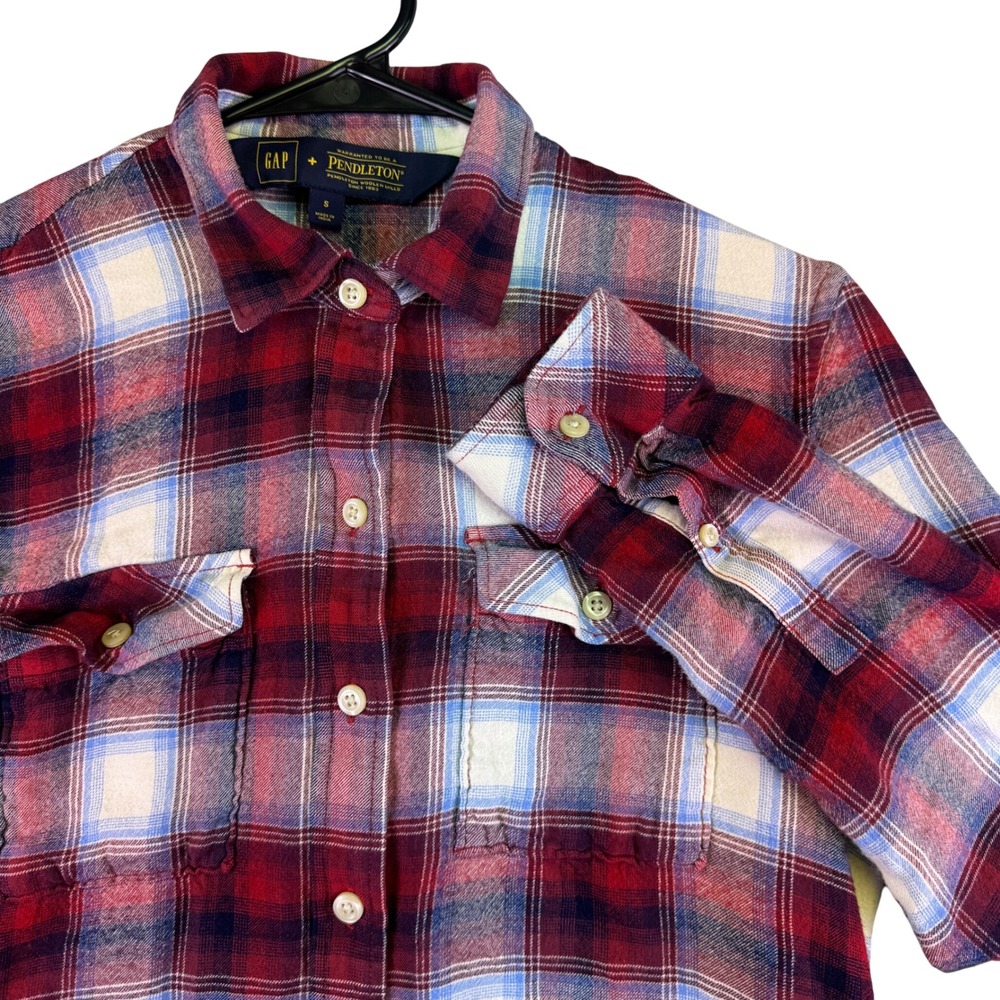 Gap x Pendleton Shirt Men's‎ Small Red Plaid Flannel Button Down Long Sleeve